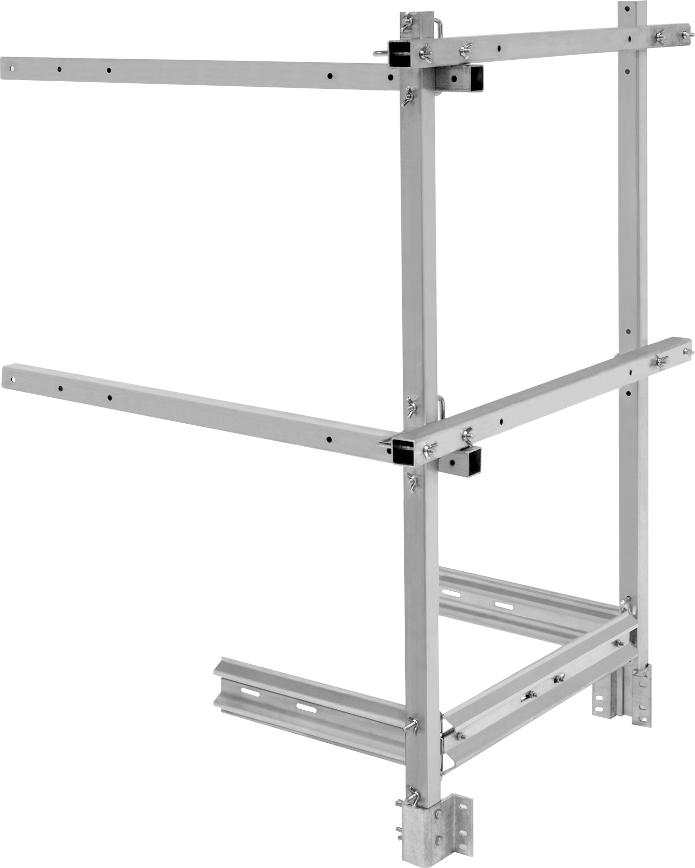Uç Koruyucu Ray/Ayaklık, 20" için, 24" ve 28" Plaka Genişliği — End Guardrail/Toeboard, Alüminyum, Montajsız