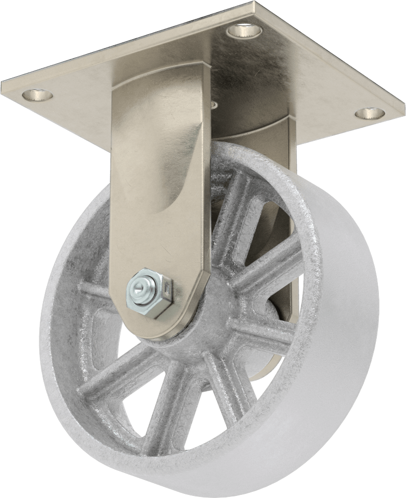 5-1/2" x 5" Plakalı Yüksek Kapasiteli Spartan Tekerlek, 6" Çapında Demir Tekerlekli Sert — 6", Demir, Levha