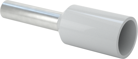 Yalıtımlı Tel Uçları, Bir adet 22-20 AWG Tel için, 0.24" Pim Uzunluğu, Gri