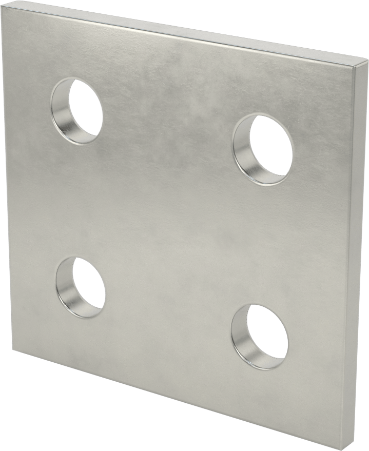 Strut Kanalı Braketi, Kare, 304 Paslanmaz Çelik, 3-1/2" Uzunluk — Yüzey, Kare, 304 Stainless Steel, Stainless Steel