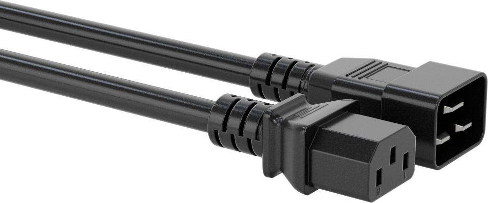 Elektronik Ekipman Güç Kablosu, IEC C20 Fiş x IEC C13 Priz, 14 AWG, 7 Fit Uzunluğunda — 7 ft., 15 A, 250V AC
