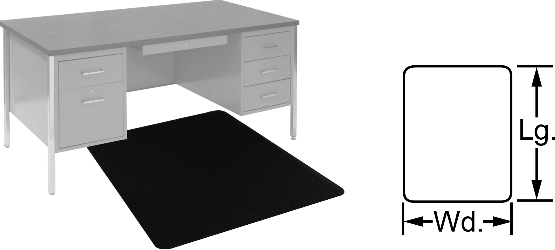 Statik Kontrol Sandalye Zemin Paspası, 48" Genişlik x 50" Uzunluk