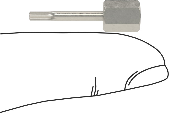 Paslanmaz Çelik Vidalar için Torx Ucu, 1/4" Altıgen Şaft, T8 Boyutu