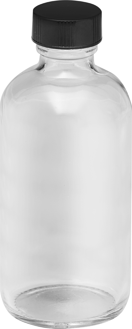 Şeffaf Cam Şişe, Yuvarlak, 2 FL. oz Kapasite