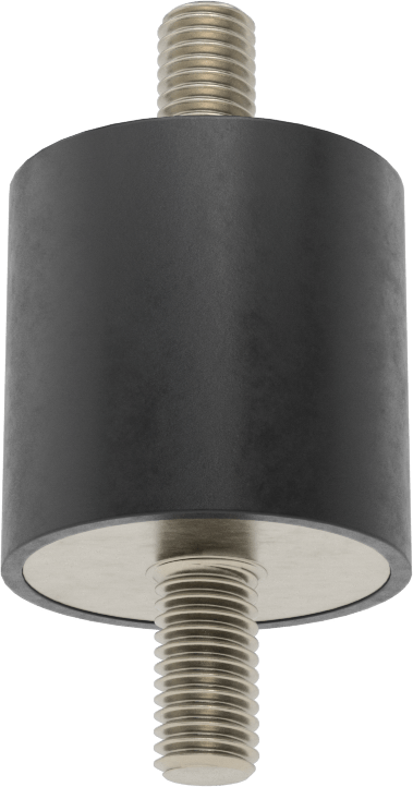 Doğal Kauçuk Titreşim Sönümleyici Sandviç Montaj, M8 x 1.25 mm Dişli Çelik Saplamalı, 70 lbs. Kapasite, 1-1/4" Yükseklik