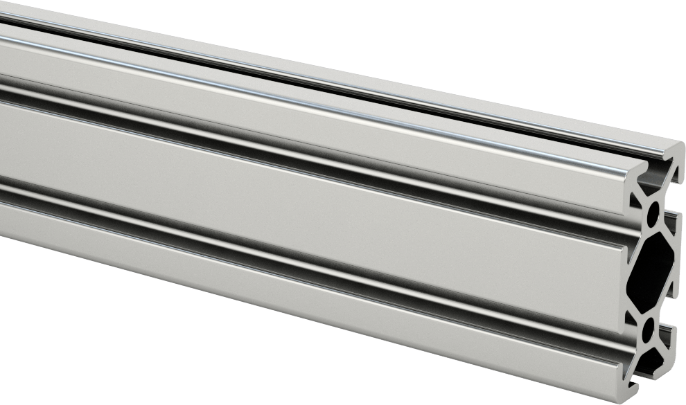 T-Yivli Çerçeve Rayı, Çift Altı Yuvalı, Pürüzsüz, Gümüş, 40mm Yükseklik x 20mm Genişlik