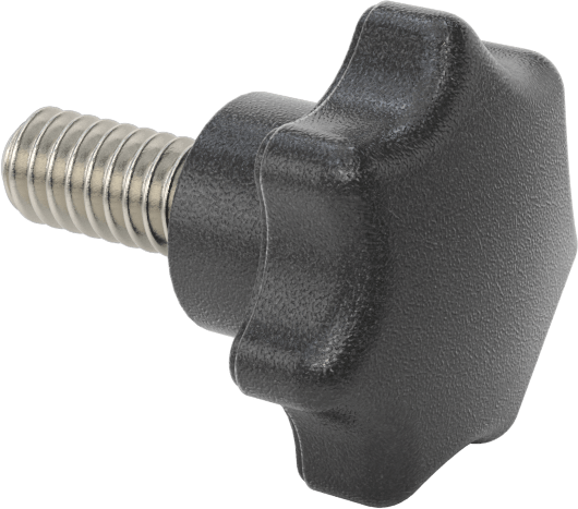 Naylon Yedi Kollu Topuz, 1/4"-20 Diş x 9/16" Uzunlukta Paslanmaz Çelik Saplama