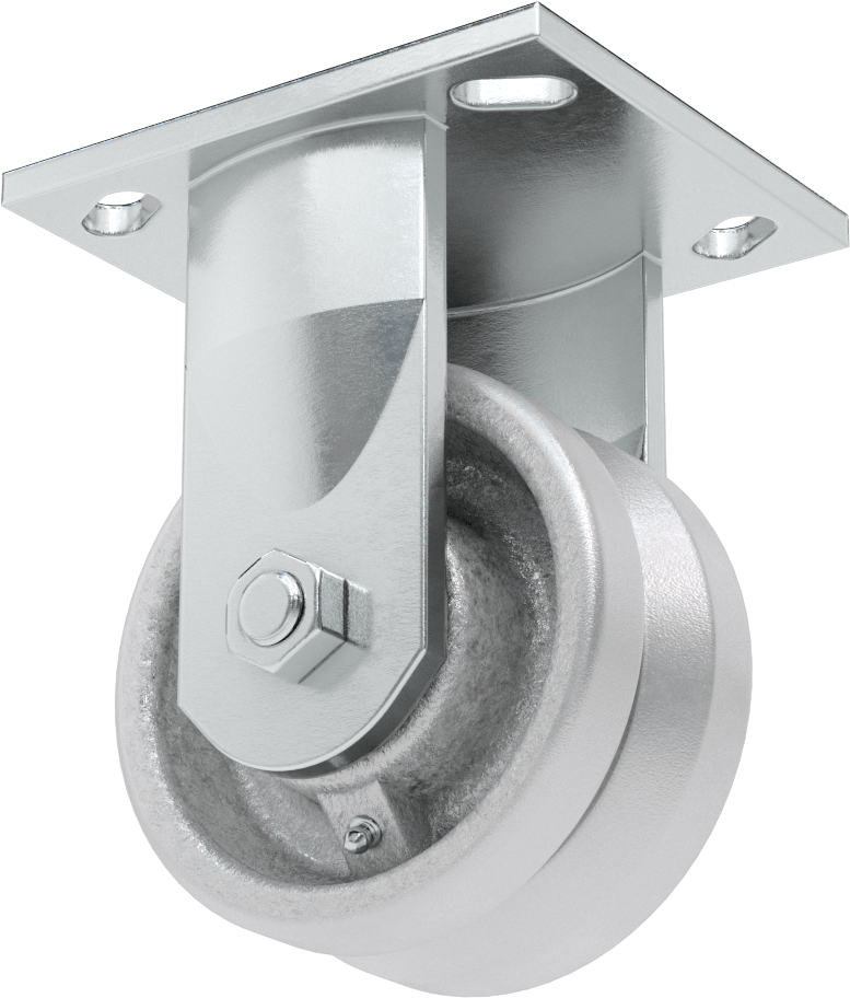 Metal Tekerlekli Yüksek Kapasiteli V-Yivli Raylı Tekerler, 4-1/2" x 4" Plaka, 4" Çapında Tekerlekli Sert