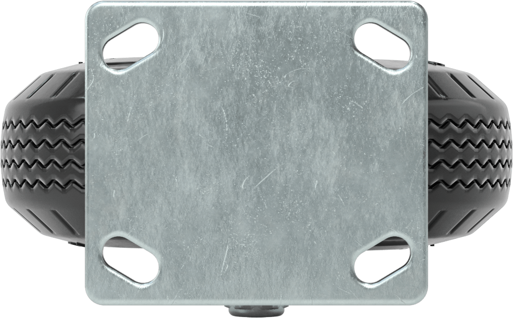 4-1/2" x 4" Plakalı Tekerlek, 8" Çapında Siyah Kauçuk Pnömatik Tekerlekli Sert
