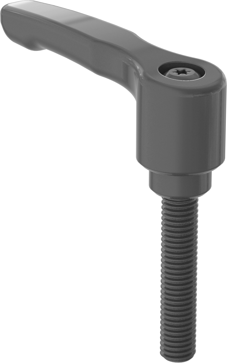 Düşük Profilli Ayarlanabilir Tutamak, M8 x 1.25 mm Dişli 40 mm Uzunlukta Saplama, Siyah Çinko — M8, Dişli Saplama, Ayarlanabilir