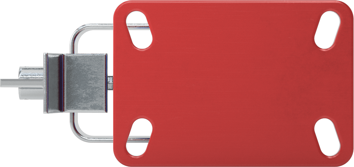 6-1/2" x 4-1/2" Plakalı Yüksek Kapasiteli Kingston Tekerlek, Frenli ve 6" Çapında Mavi Poliüretan Tekerlekli Sert