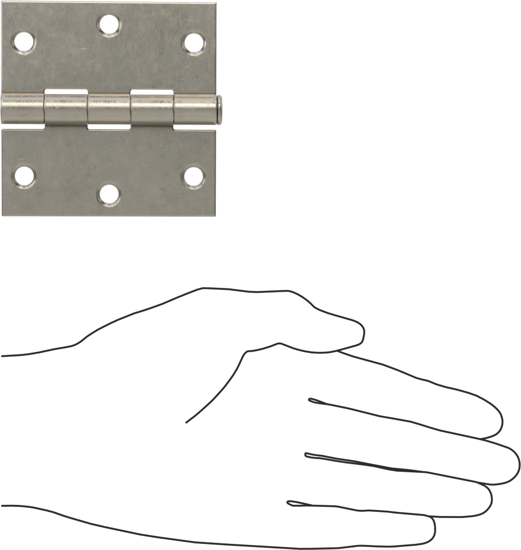 Delikli Gömme Montaj Menteşesi, Çıkarılabilir Pim, Kare, Çinko Kaplı Çelik, 3" x 1.5" Kapı Kanadı