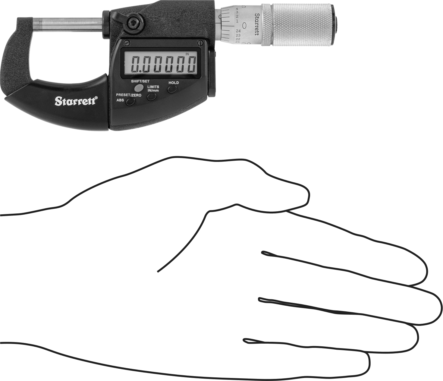 Elektronik Dış Mikrometre, Sertifikalı, Soğutucuya Dayanıklı, Starrett No. 733.1xfl-1