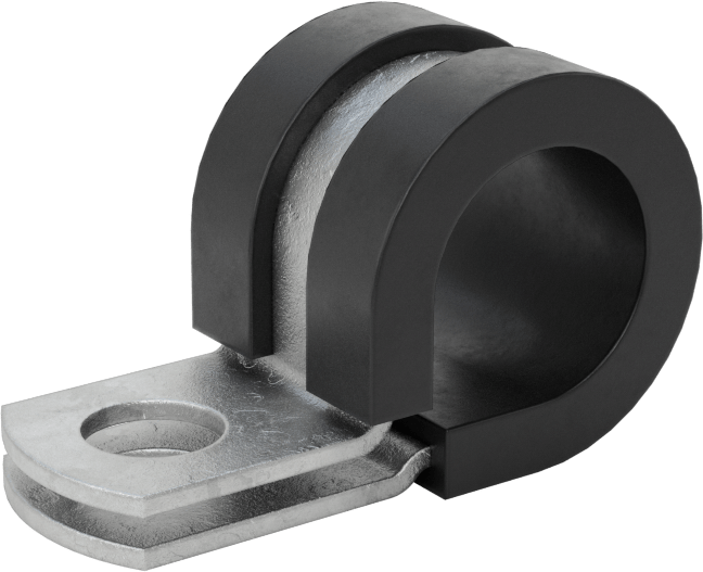 Titreşim Sönümleyici Halka Kelepçe, Galvanizli Çelik, EPDM Yastık, 1/2" İç Çap, 1-5/16" Uzunluk