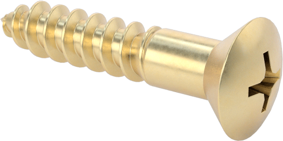 Ahşap için Phillips Oval Başlı Vidalar, Pirinç, 10 Numaralı Boyut, 1" Uzunluk