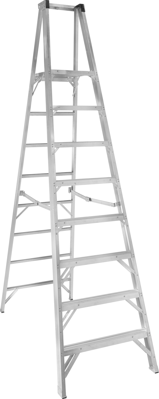 Alüminyum Platformlu Basamaklı Merdiven, Tip 1AA, 10 Fit Yükseklik x 32" Genişlik x 80" Derinlik Toplam — 8 ft., Alüminyum, 10 ft.
