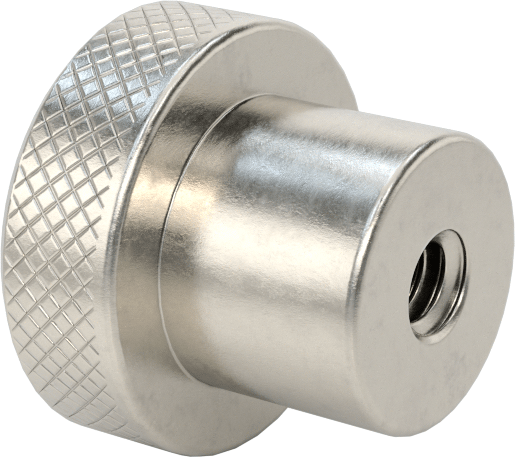 303 Paslanmaz Çelik Tırtıllı Düğme, 10-24 Dişli Delikli, 3/8" Derinlik, 3/4" Çaplı Başlık