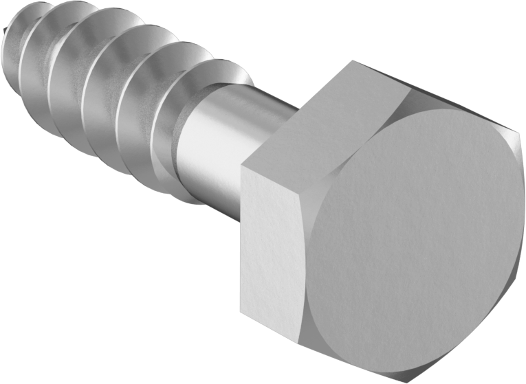Sıcak Daldırma Galvanizli Çelik Altıköşe Başlı Ahşap Vida, 1/4" Vida Boyutu, 1" Uzunluk