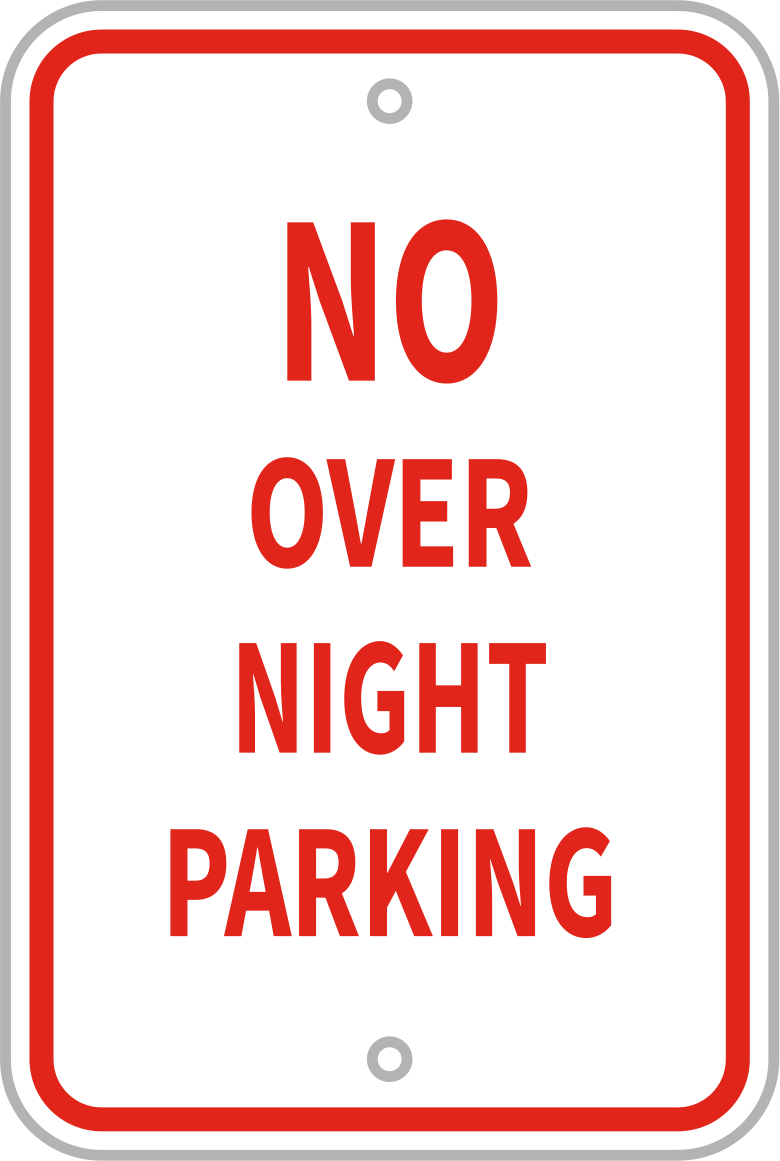Park İşareti, Yansıtıcı, (Gece Park Etmek Yasaktır), 18" Yükseklik x 12" Genişlik — Gece Park Etmek Yasaktır, Trafik Kontrolü ve Araç, Di…