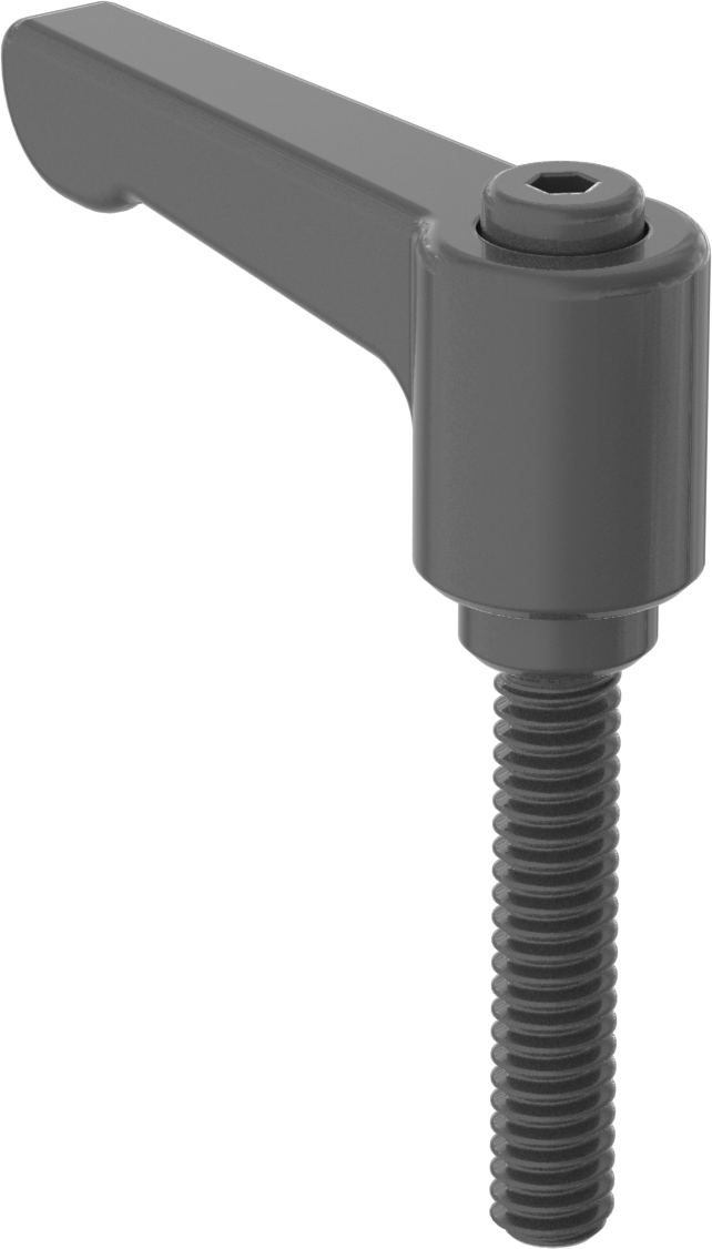 Düşük Profilli Ayarlanabilir Tutamak, 1/4"-20 Dişli 1-1/4" Uzunlukta Saplama, Siyah Naylon — 1⁄4"-20, Dişli Saplama, Ayarlanabilir