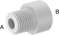 Burç Redüktörü, Kimyasallar için Yüksek Sıcaklık PTFE Borusu için 3/8 Erkek x 1/8 Dişi NPT
