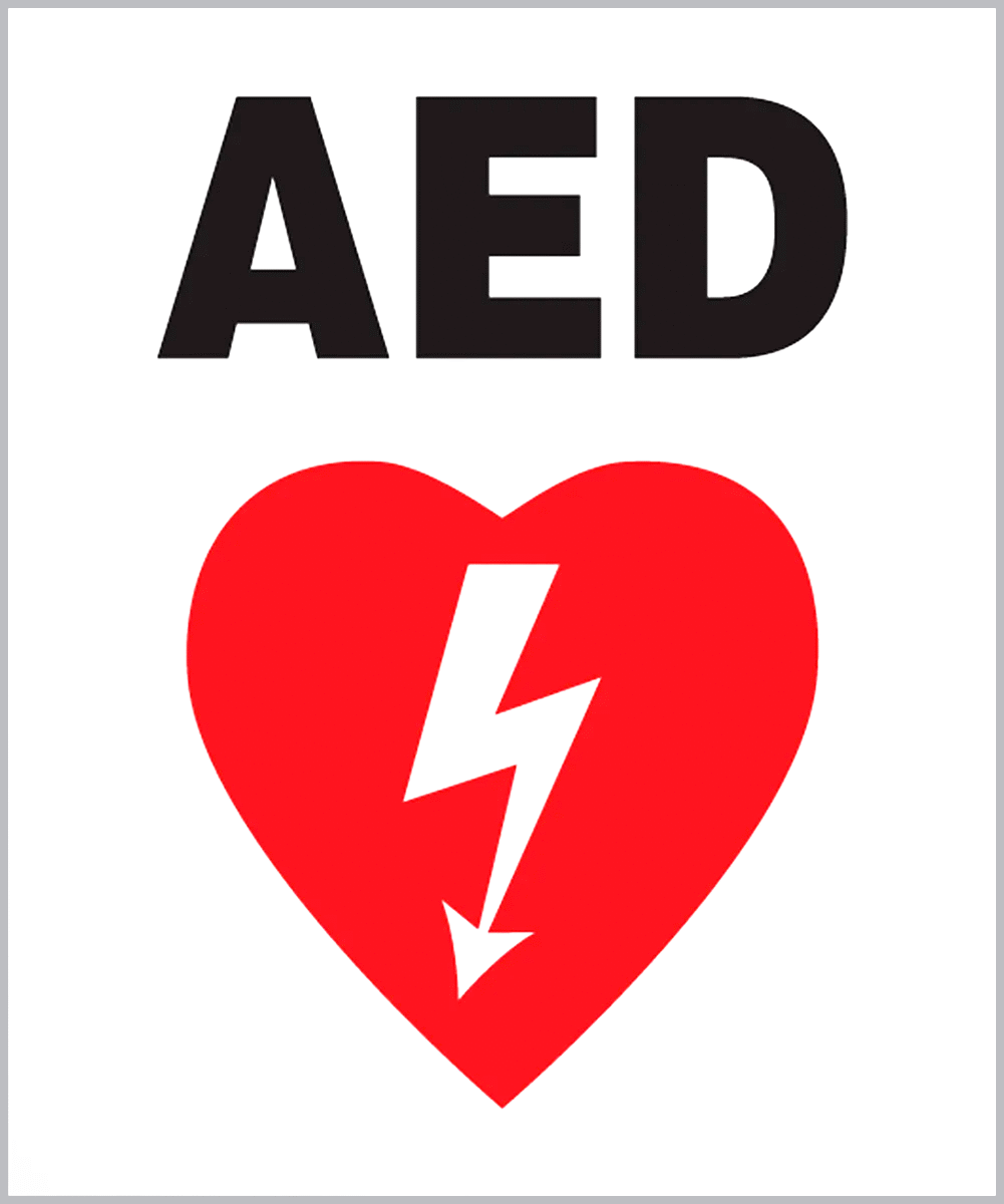 İlk Yardım Etiketleri, AED Mesajı, 6" Yüksekliğinde x 5" Genişliğinde — AED, İlk Yardım, Yapışkan Arka Yüz