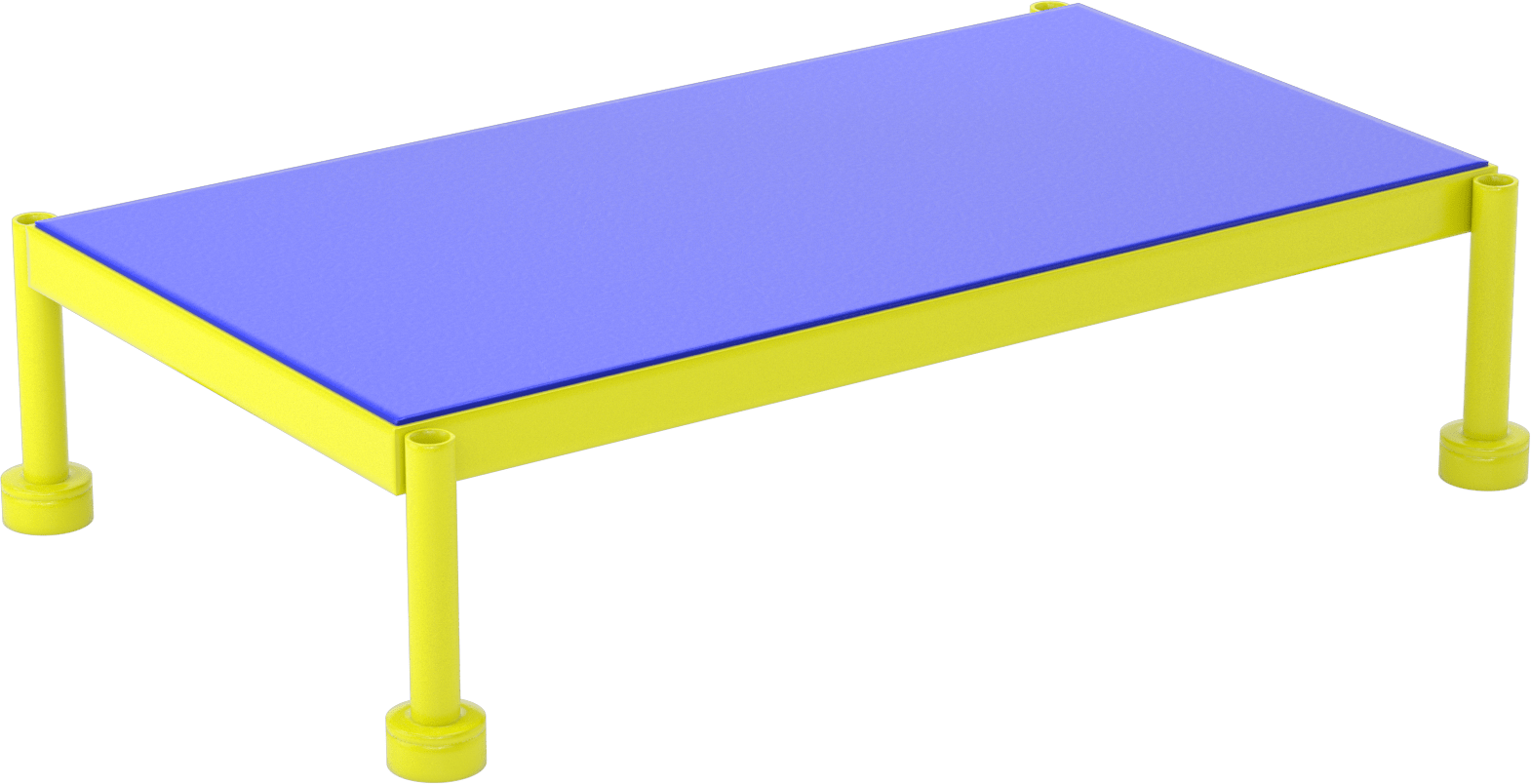 Yorgunluk Önleyici Çalışma Platformu, 9"-14" Yükseklik x 36" Genişlik x 19" Derinlik Toplam — 36", 9" ila 14", Mavi, Sarı