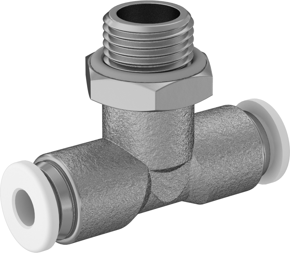 Pirinç Bas-Bağlan Bağlantı Elemanı, Döner Başlıklı Hat Üstü T, 4 mm Boru Dış Çapı x 1/8 BSPP Erkek