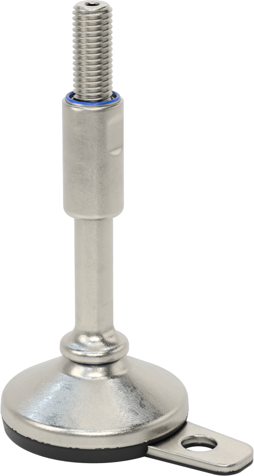 Dişli Saplamalı Hijyenik Döner Seviyeleme Montajı, Sabit Tutucu, 1 Ofset Delik, 2-7/8" Uzunluk x 5/8"-11 Diş