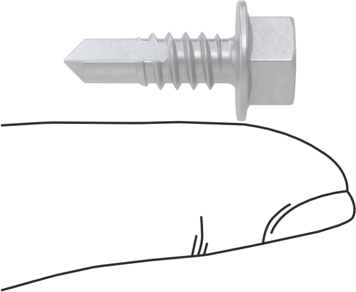 Alüminyum için Flanşlı Altıköşe Başlı Delme Vidaları, Galvanik Bariyer Kaplamalı 18-8 Paslanmaz Çelik, 1/4" Boyut, 3/4" Uzunluk