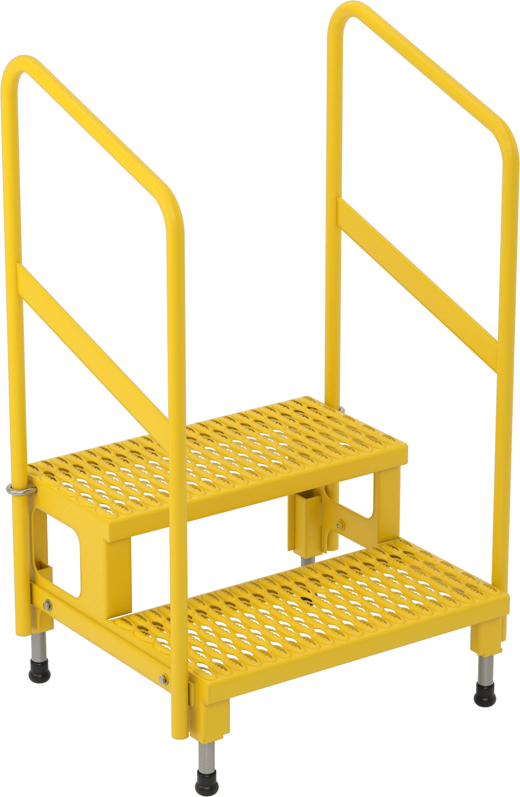 Yüksekliği Ayarlanabilir Çalışma Platformu, 2 Basamak ve Korkuluk, 43"-45.25" Yükseklik x 27" Genişlik x 23" Derinlik Toplam — Çelik, Çal…