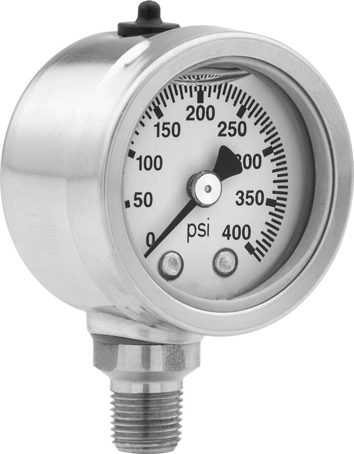 Titreşime ve Paslanma ve Aşınmaya Dayanıklı Basınç Göstergesi, 1/8 NPT Erkek Alt Bağlantı, 1-1/2" Kadran