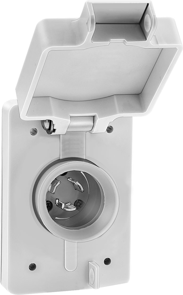 Yıkanabilir Döner Kilit Konektörü, Topraklı 3 Uçlu Erkek Priz, L5-15, Kapaklı — L5-15, 125V AC, Aşındırıcı, Tozlu, Yağlı, Dış Mekan, Dalg…