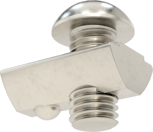 T-Yuvalı Çerçeve Bağlantı Elemanları, Bilyeli Somun ve M8 Vida, 1.5 inç ve 40 mm Ray, Paslanmaz Çelik