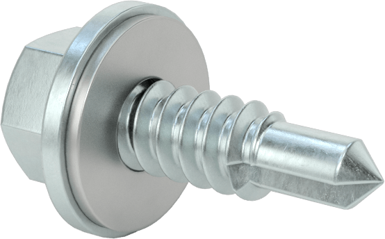 Metal için Pullu Delme Vidaları, Çinko Kaplı 410 Paslanmaz Çelik, 1/4" Boyut, 3/4" Uzunluk