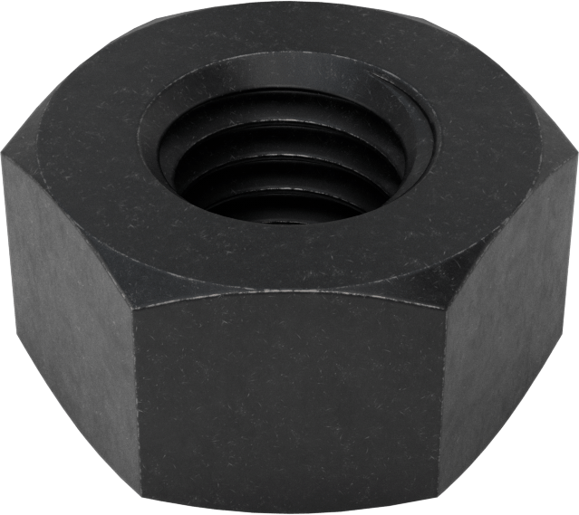 Siyah Oksit Çelik Yapısal Ağır Profilli Altıköşe Somun, Aşırı Mukavemetli, 1/2"-13 Diş Boyutu