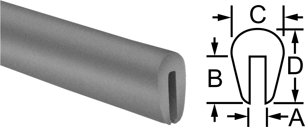 SBR Çıtası, 3/64" Genişlik x 5/32" İç Yükseklik, 2-1/2 Fit Uzunluk