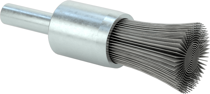 Dar Alanlar için 3/4" Uzunluğunda Şaftlı Uç Fırçası, 0.008" Çaplı Çelik Kıllara Sahip 1/2" Fırça Çapı