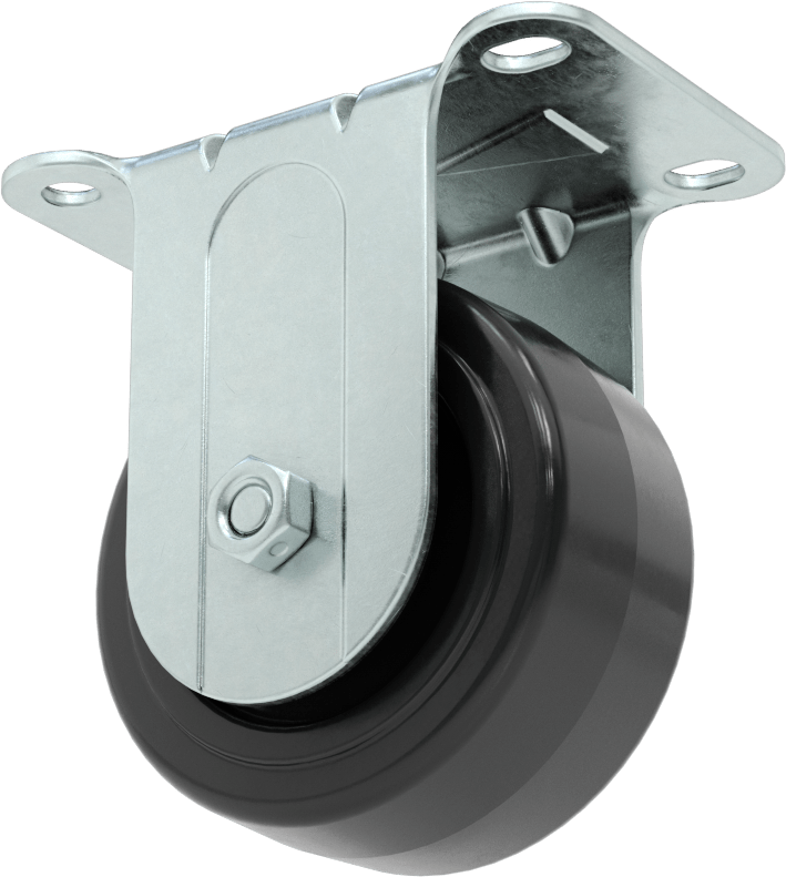 Statik Kontrol Plakalı Tekerlek, 3 inç x 1-3/8 inç Siyah Çekirdek Üzerine Lastik Tekerlekli Sert — 4", Levha, 3"