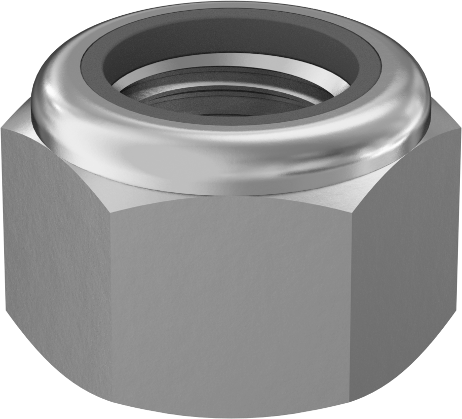 Orta Mukavemetli Çelik Naylon Ekli Kilit Somunu, Yüksek Profil, Çinko Kaplamalı, M14 x 1.5 mm Diş, 16 mm Yükseklik