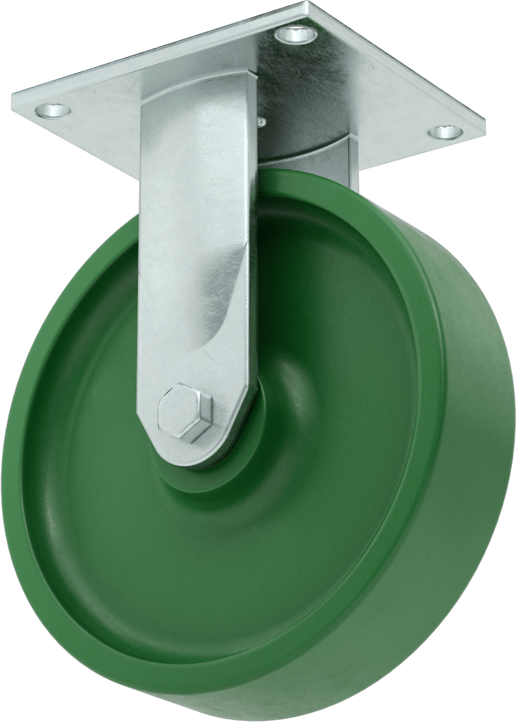 5-1/2" x 5" Plakalı Yüksek Kapasiteli Spartan Tekerlek, 8 inç Çapında 75D Sertlikte Poliüretan Tekerlekli Sert