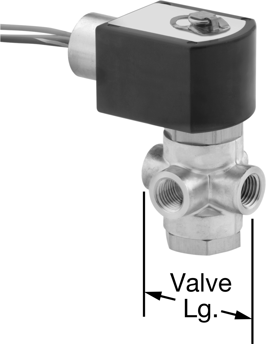 Pirinç Gövde Solenoid Açma/Kapama Vanası, Soğutma Suyu için Egzoz Portlu, 1/4 NPT Dişi — Pirinç, Etilen Glikol, Düz