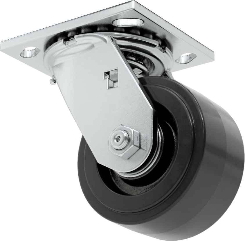 4-1/2" x 4" Montaj Plakalı Samson Tekerlek, 4 inç Çapında Siyah Kauçuk Tekerlekli Döner Tekerlek, Açık Rulman