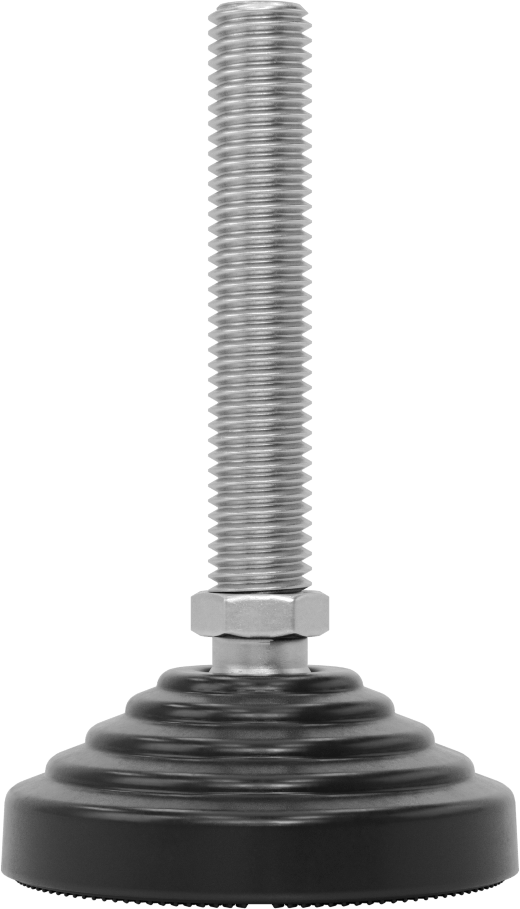 Statik Kontrol Dişli Saplı Döner Seviyeleme Ayakları, 43 mm uzunluğunda M8 x 1.25 mm dişli saplama ile