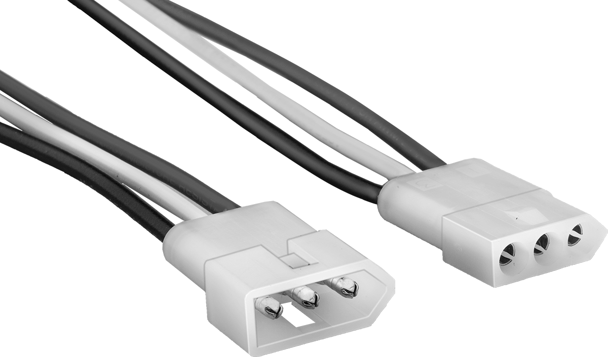 Kompakt Geçmeli Kontrol/Güç Konektör Seti, 6" Kablo Uçlu Fiş x Soket, Molex Standart .093", 3 Kutup — 3, Molex, Molex Standard 0.093", 18