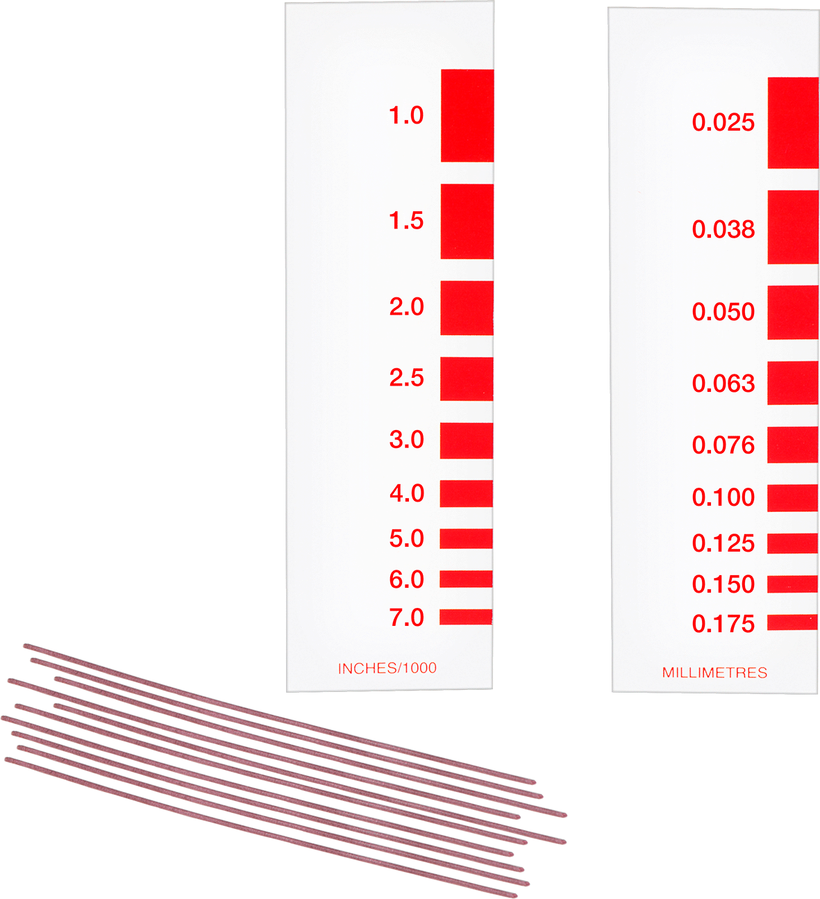 Dar alanlar için, Paslanmaz Çelik, Model Numarası 66Ts, 26 Yapraklı Plastik Boşluk Ölçer — Plastik, Kırmızı