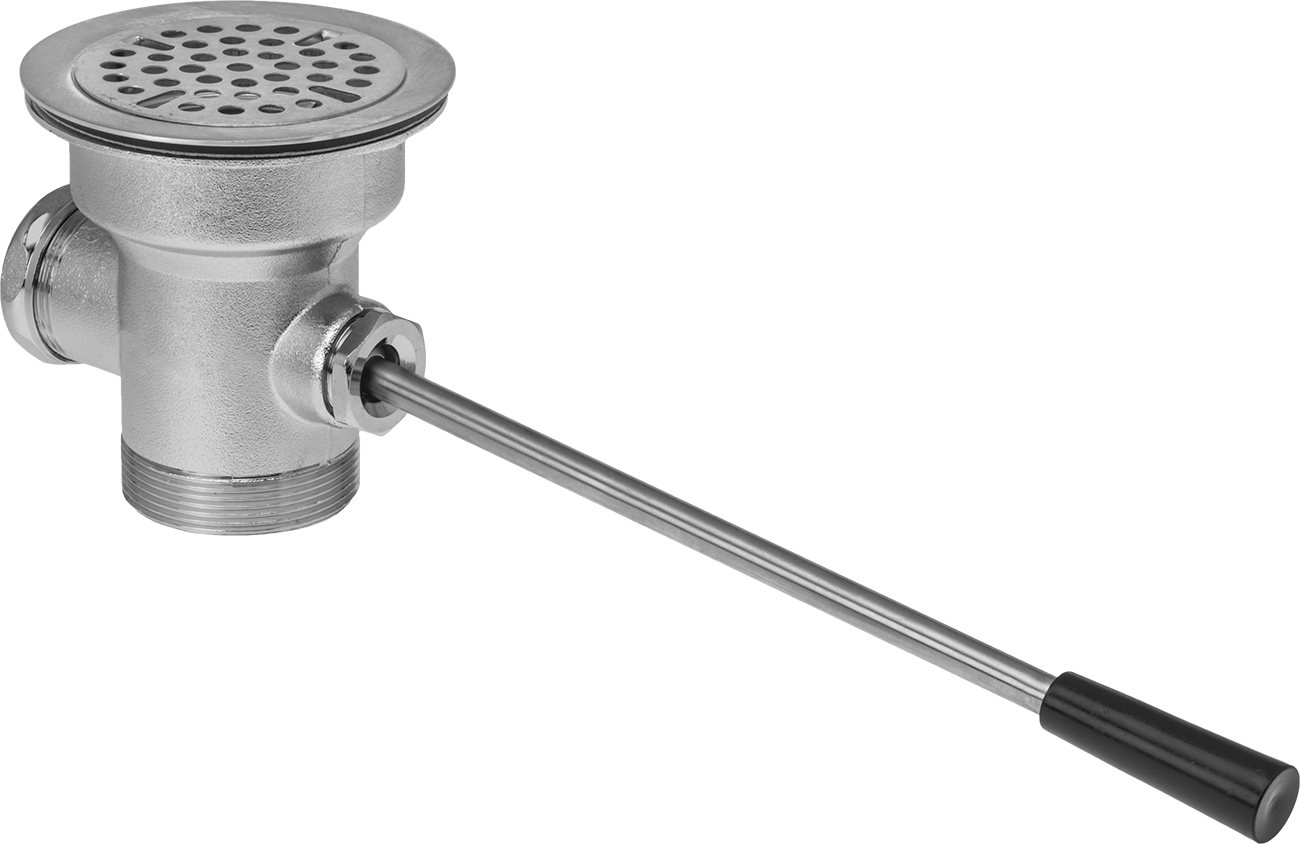 Kollu Kontrol Edilen Lavabo Tahliye Vanaları, 1-1/2 NPT Erkek Boru Boyutlu, 3" Açıklık Çapı için