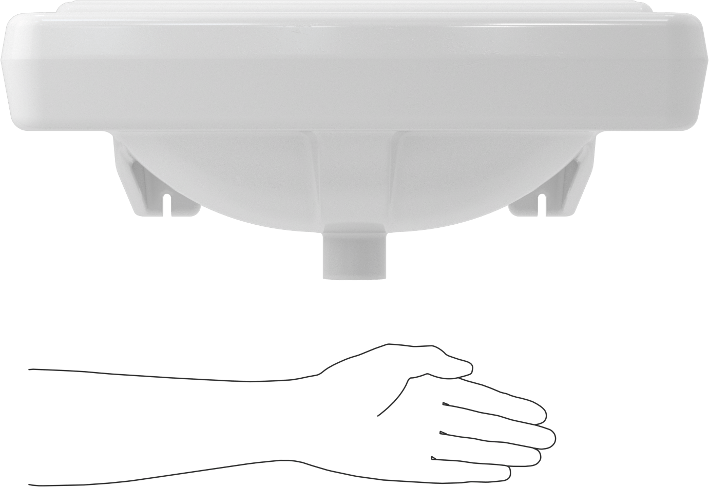 Beyaz Porselen Duvara Monte Lavabo, 20-3/8" Genişlik x 17-5/8" Derinlik x 9-3/8" Toplam Yükseklik