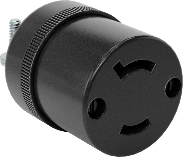 Döndürerek Kilitleme Konektörü, İki Yuvalı Dişi Soket, Topraklanmamış, NEMA L1-15 — L1-15, 125V AC, 15 amp