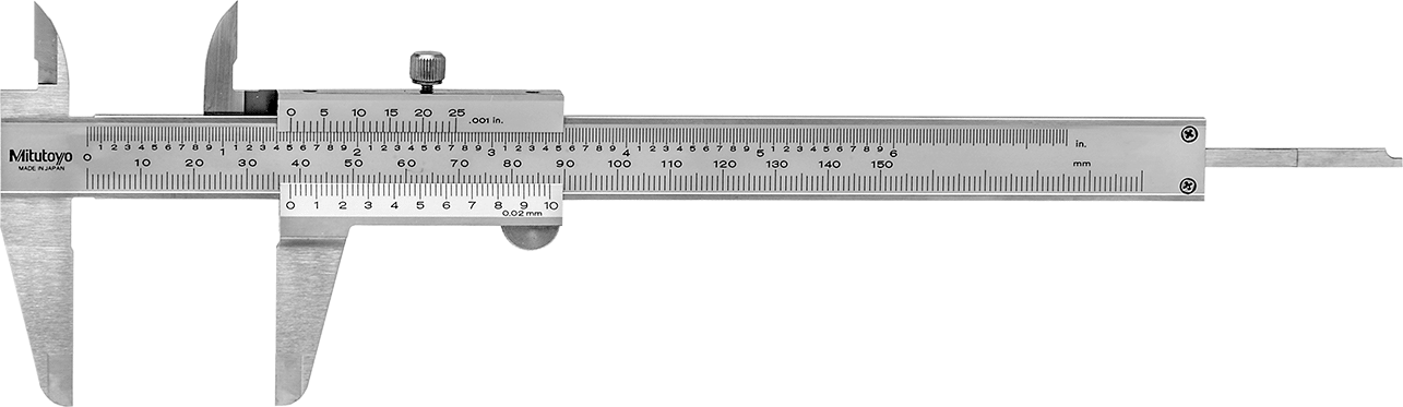 Vernier Kumpas, Mitutoyo 530-312, 0" ila 6" ve 0 mm ila 150 mm Aralık — Ölçek, 9", Paslanmaz Çelik
